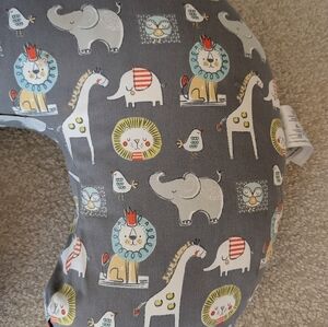 Charming Gray Kids Pillow with Animal Prints